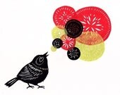 Little Bird Big Song - 5 X 7 inch Cut Paper Art Print