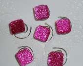 6 Hair Swirls in Dazzling Bright Pink Squares  Perfect for Prom or Bridesmaids