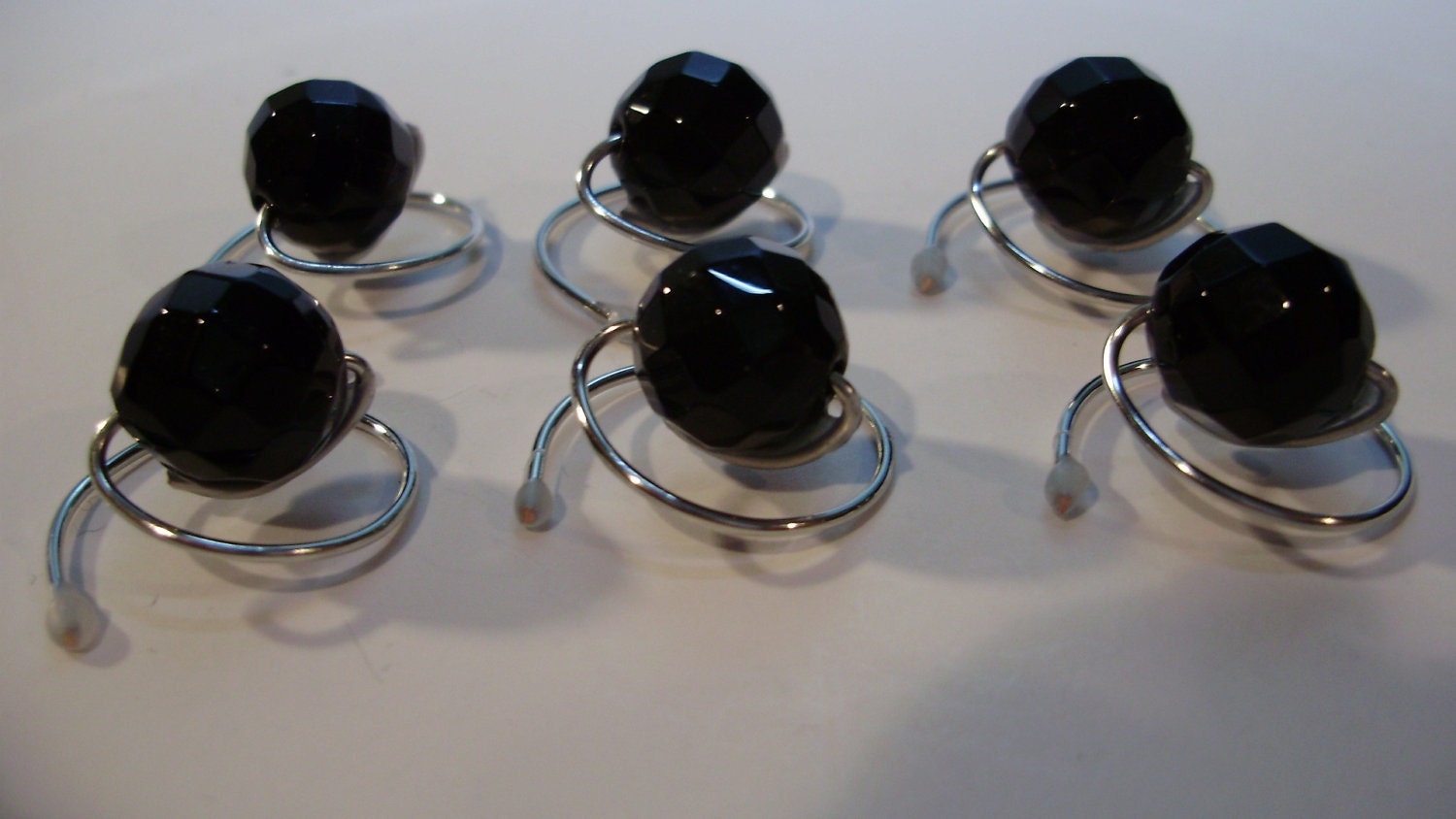 Black Onyx Faceted  Hair Swirls Twist Spins Spirals Coils