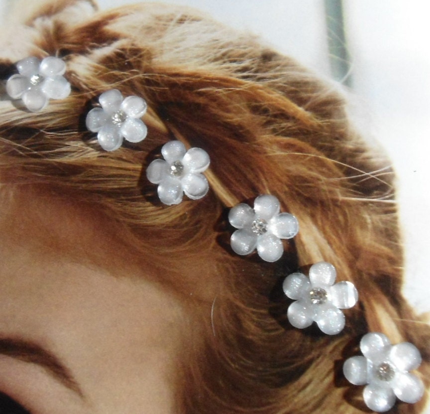 Springtime Flower Hair Swirls Twists  Spins or  Coils in Dazzling White Acrylic