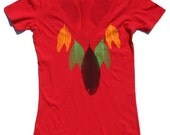 Red Feather Deep V Neck  S, M, L &XL