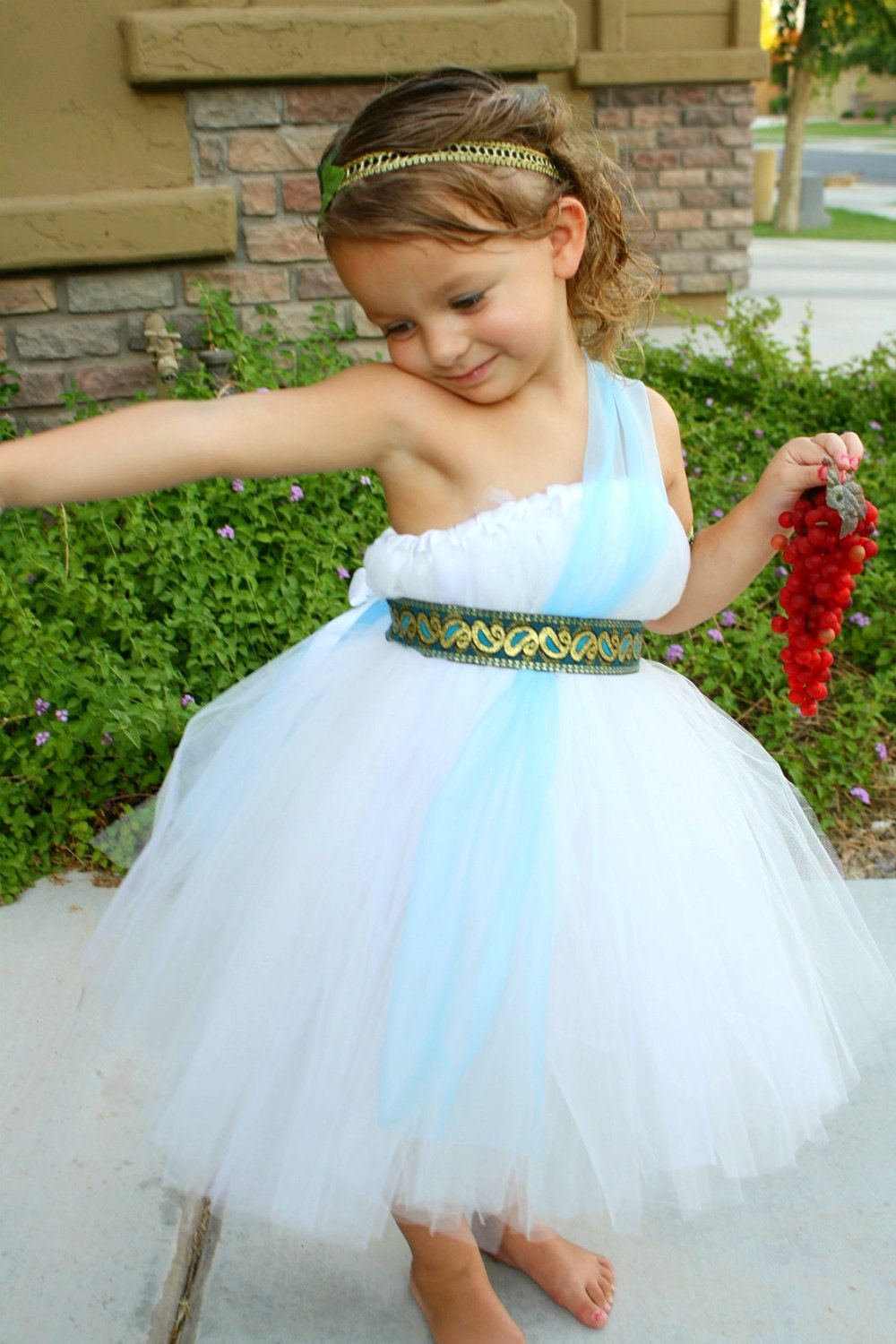 Greek Goddess Halloween Tutu Dress size 24mo 2T to 4T Includes Headband and Armband