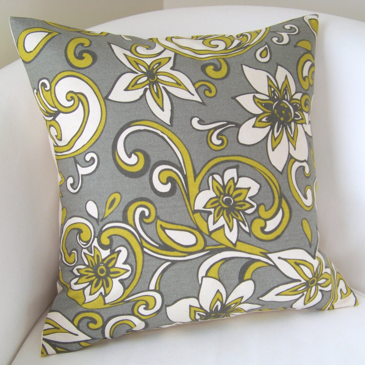 Decorative Throw Pillow Cover 18x18 Inch Gray Citrine Accent Cushion