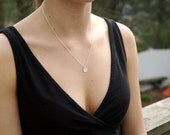 Simple and Sophisticated Fine Silver Circle Charm Necklace - Stripes - 18"