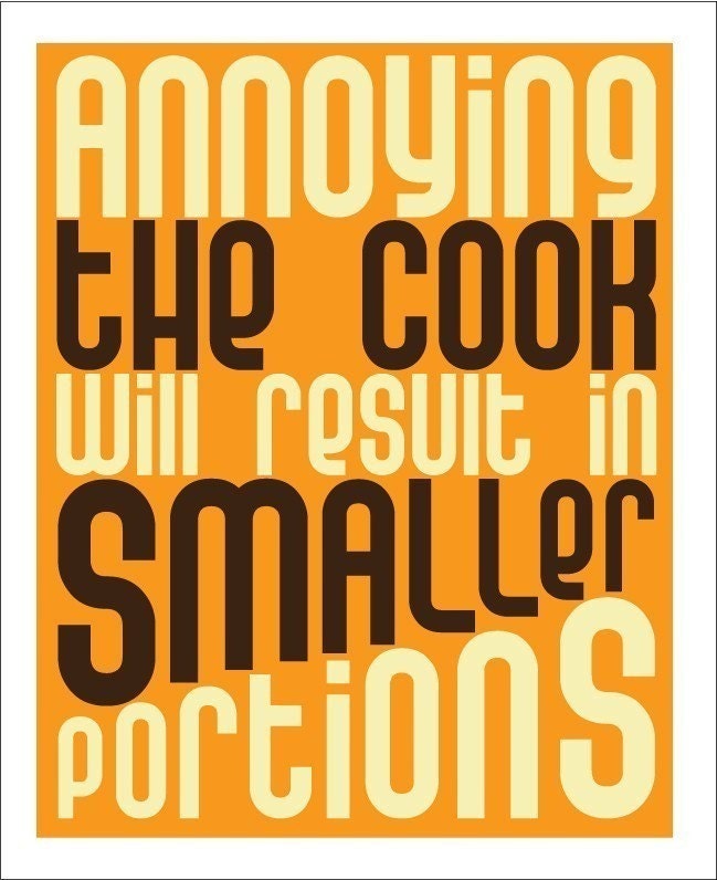 Kitchen Print Art Wall Decor, Funny Quote Wall Hanging, Vintage Retro Kitchen Decor, Orange, Green, or Blue Saying Print