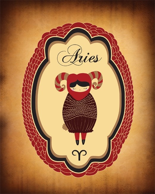 ARIES Zodiac Sign, 8x10 ARIES Astrological Print, Aries Constellation, Indie Art Horoscope Poster Wall Decor