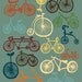 Bicycles Print Art, Digital Print, Blue Wall Decor, Digital Illustration, Contemporary Modern Art Bike Poster, Vintage Antique Bicycles