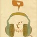 Music Art Print, Digital Print Wall Decor, "MUSIC" Giclee Print Artwork, Music Love Giclee Print, Retro Music Headphones Giclee Print