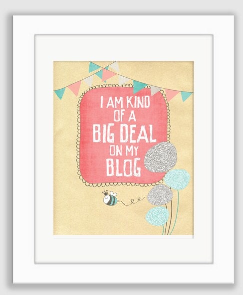 Blog Art Print, 5x7 Pink Wall Art Decor, Fun Typography Art, Typographic Art, Neutral Tones Wall Art Poster, Blogging Print, Website Print