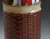 Bridges Pottery Patterned Ceramic Toothbrush Cup