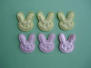 10 padded satin polka dot bunny rabbit heads Easter appliques embellishments EM-100 hair clips, hair bows, scrapbooking