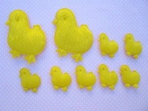 10 padded furry felt Easter chicks Peeps EM-276 appliques for hair clips, scrapbooking and more