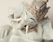 Blue Elephant, folk art, Ganesh, God of wisdom, culture, Bali, Hindu, sculpture, eat pray love, fine art photograph 5"x7"