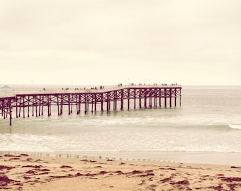 Chrystal Pier, San Diego, California photography, ocean, beach, pacific, pastel, sandy, wooden, fine art photograph 5"x7"