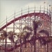 San Diego photography, california print, summer, roller coaster, bellmont park, blue, red, boardwalk, fine art photograph 8"x8"