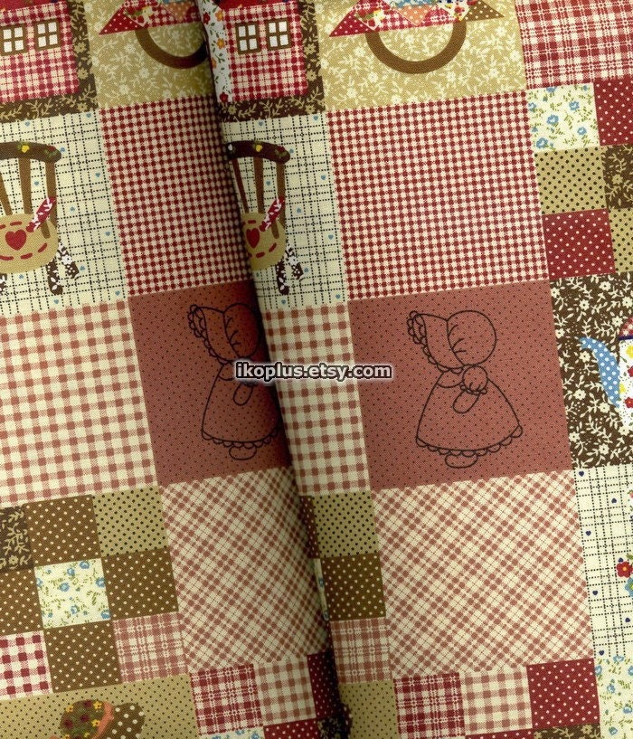 Lovely Sweet Girl Patchwork in Red/Brown Combo - EK-QS31609A