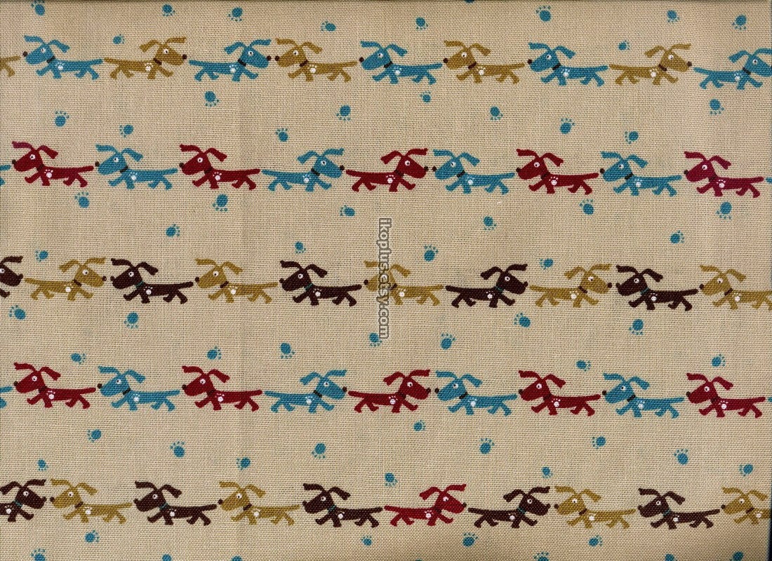 Lovely Dogs with Paw Prints in Tan - EK-QS31504B