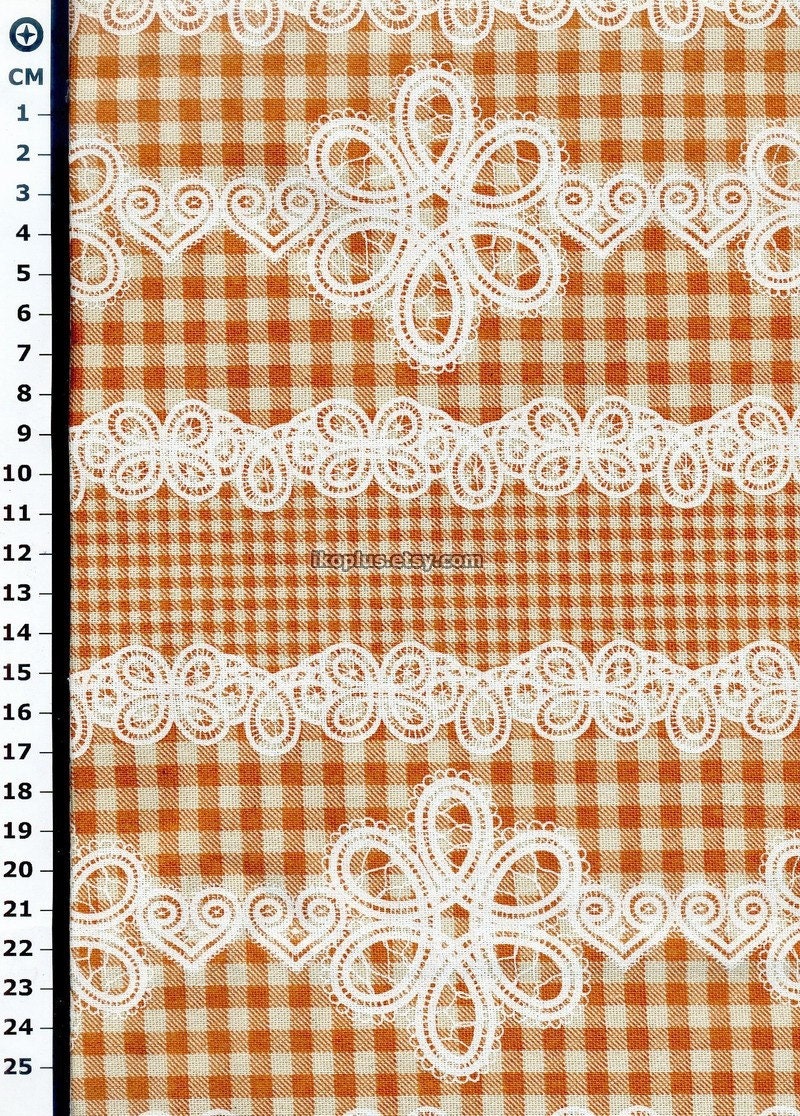 Check with Pretty Lace Print in Orange - EK-QS31610A