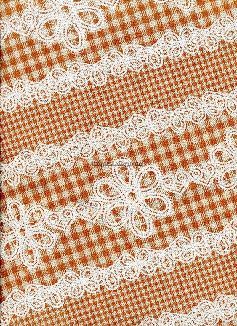 Check with Pretty Lace Print in Orange - EK-QS31610A