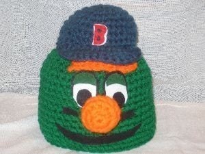 New Unique handmade hat made to look like a green monster - fun a cute