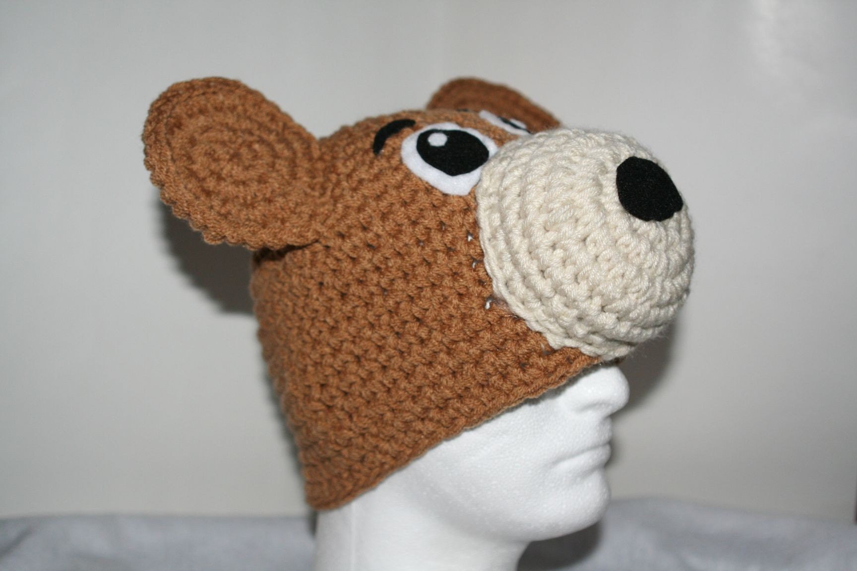Fun bear hat - unique handmade character hat  - made to look like a cute brown bear