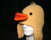 Adult winter hat Baby chick crocheted character winter hat with ear flaps