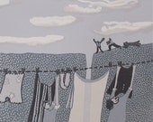 Linocut Relief Print - The Wash