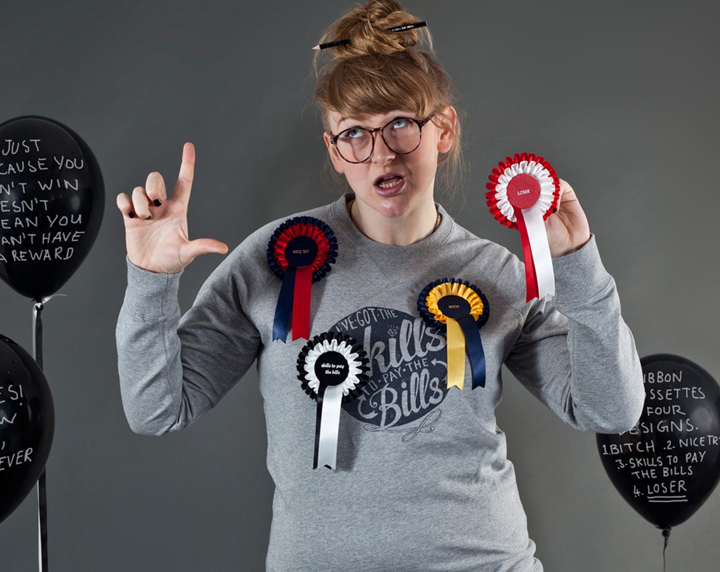 Red and White Loser Rosette