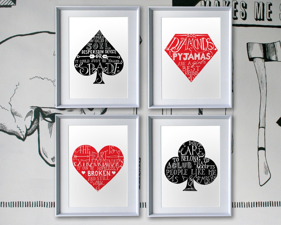 Pack of cards prints - four print set