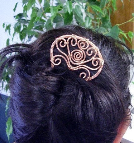 Made to Order Metal Hair Fork - Medusa Copper Swirls
