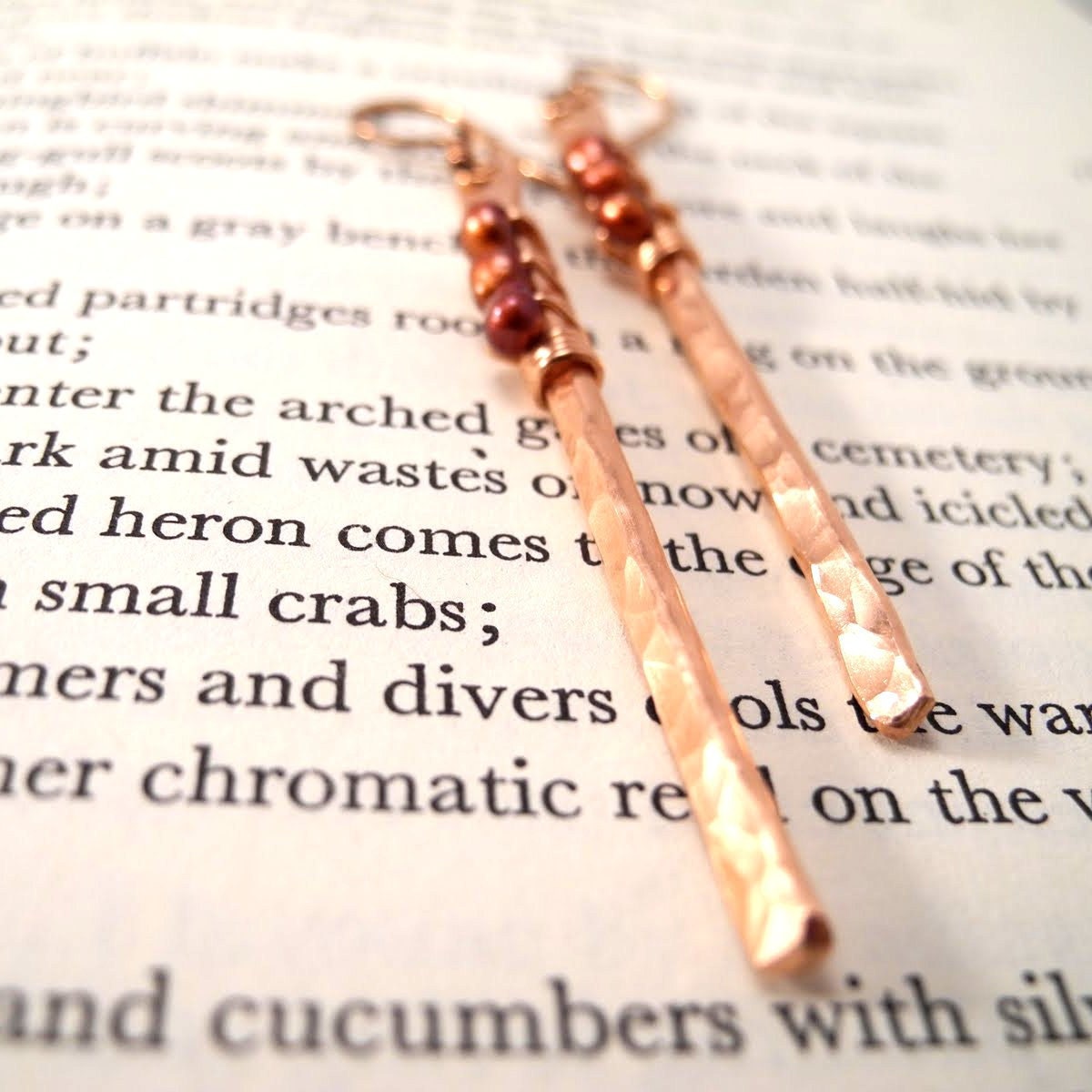 Matchsticks - Copper Earrings with Copper Pearls