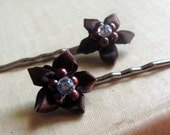 Chocolate Brown Ribbon Starflower Bobbies
