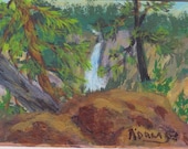 ACEO Yellowstone Lower Falls Original Painting - viewed from high rock overlook. This is No 3 in my ACEO Yellowstone series