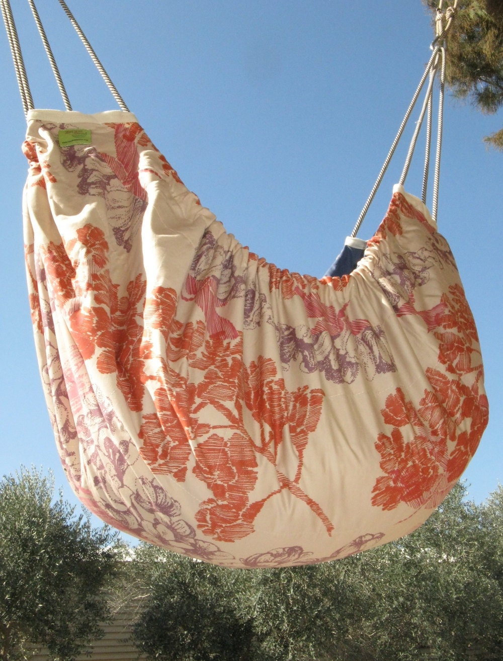 Baby hammock, cradle, swing, crib - for babies and children to use indoors or outdoors. peach with red.