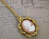 Cameo Necklace Pink Gold Rotating Summer Wedding Bridal 30% OFF SALE