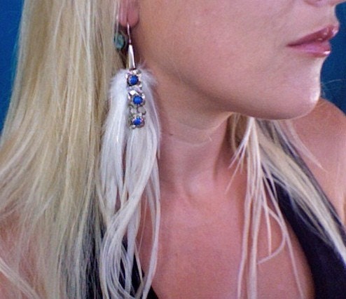 Creme feather earrings