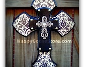 X-Small Wall Cross - Black  Damask
