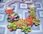 Fabric Flower Bib Necklace PDF Tutorial Make Your Own Handmade Statement Includes All 3 Flowers