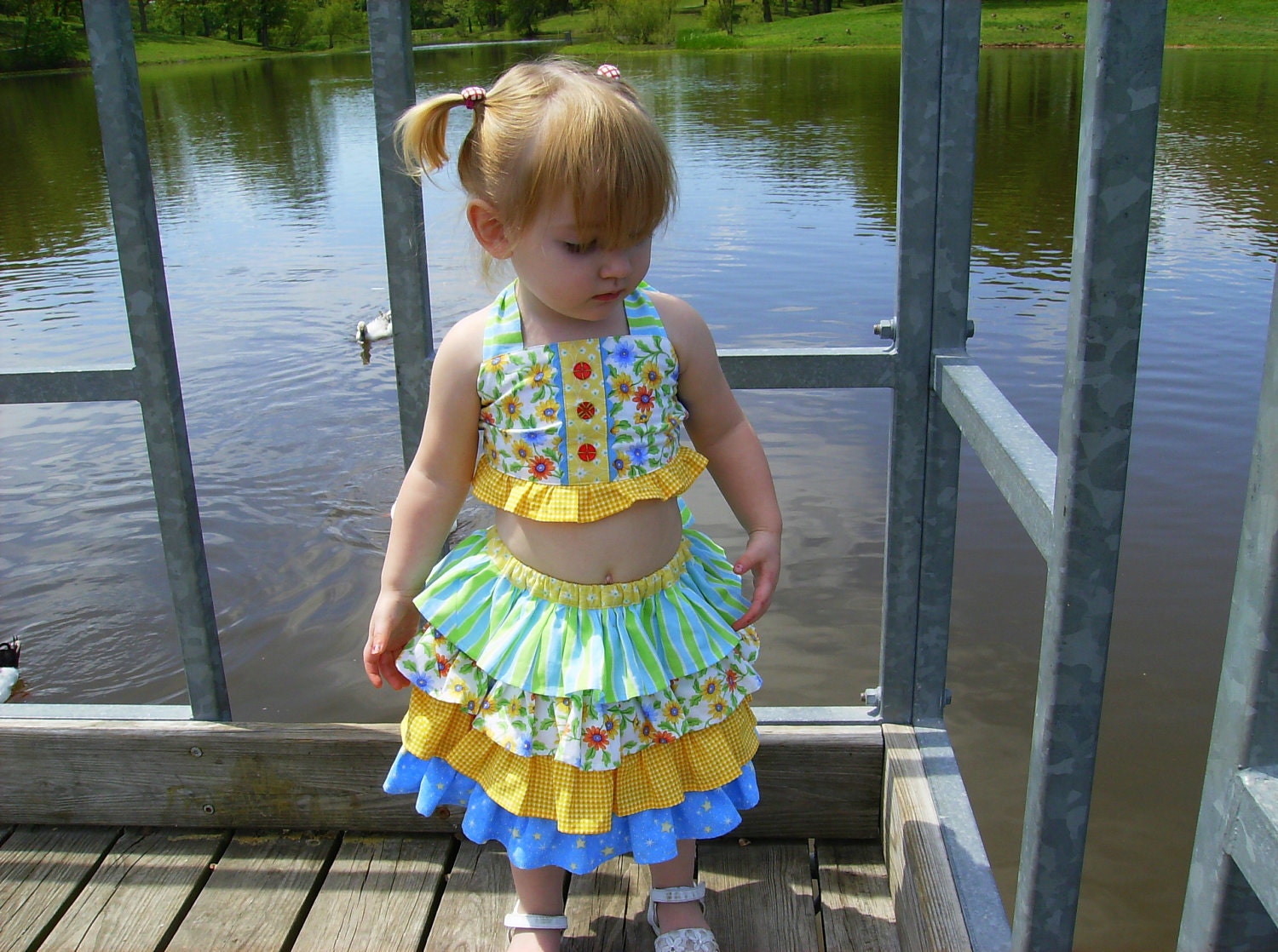 Layered Ruffle Swing Skirt and Ruffle Halter Top PDF Tutorial Pattern ... BOTH INCLUDED ... New