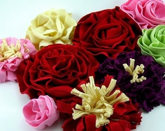 T Shirt Fabric Flowers PDF Tutorial 12 Use Knit Fabric Handmade Roses and Mums