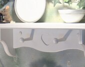 White solid wood heart two shaker peg shelf plate