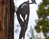 PILEATED WOODPECKER Lifesize Metal Cutout Post Garden Art 14 inch