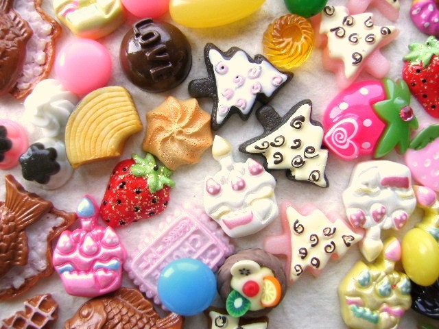 WHOLESALE Japanese 100 SWEETS Mix Cabochons Charms SET 8