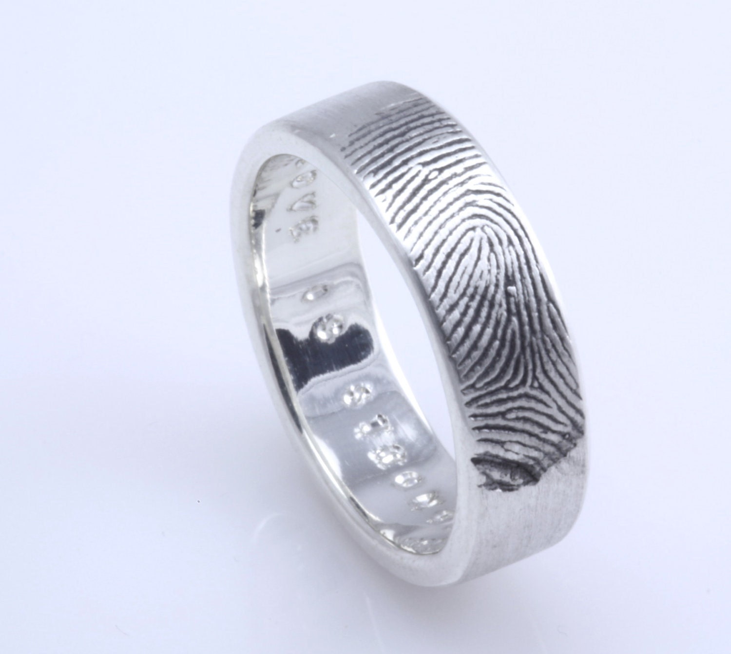 Sterling Silver Custom Fingertip Print Wedding/Commitment Band