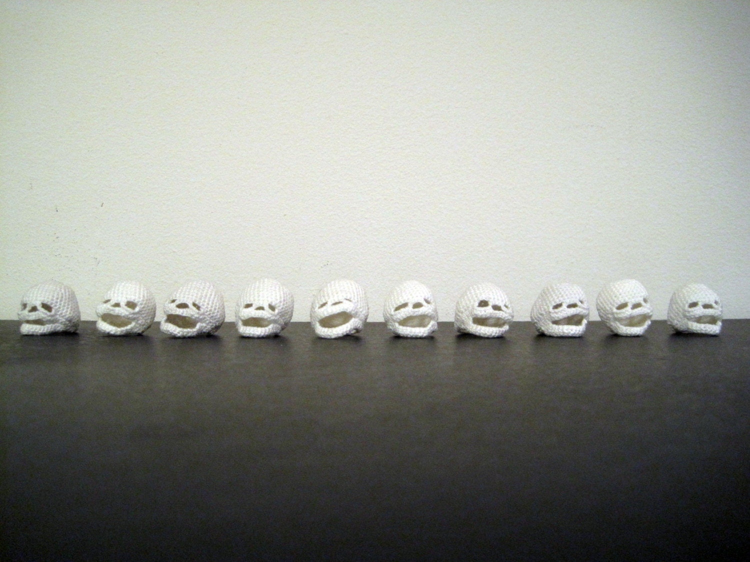 Tiny Crocheted Skulls - Set of 10
