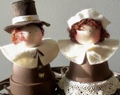 Pilgrim Couple Clay Pot People