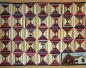 Cozy Cabin Lap Quilt, Country in the City, Hand Quilted, 42x54 inches, Hand Applique Log Cabin