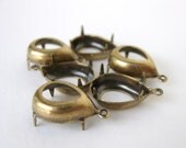 Prong Setting Antique Brass Ox Pear Rhinestone 1 Ring Open 15x11mm set0139 (6)