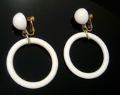 Cute Vintage Napier white hoop Earrings