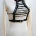 Bolero Lace Underbust Harness Vest Black Leather Steampunk Edwardian Victorian burning man playa